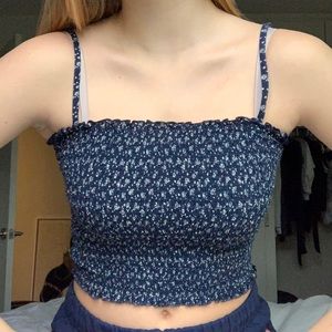 Ruched brandy floral tank top